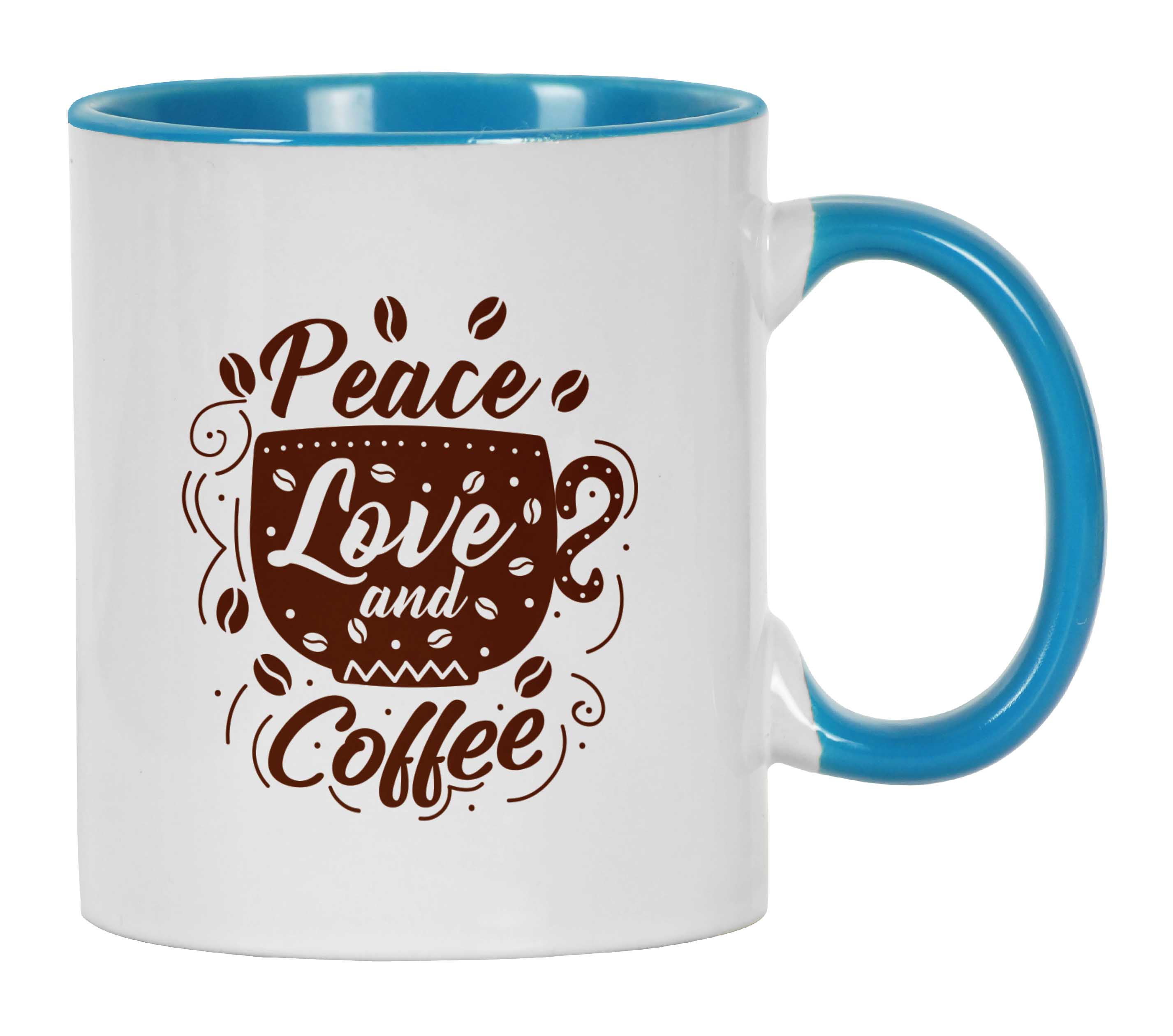 

Inkdotpot Peace Love And Coffee Funny Novelty 11 OZ Coffee Mugs Coffee Lover Gift For Friends Best Friend 11oz небо синє кольору