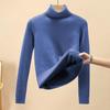 Fall Winter Men Sweater Half-High Collar Knit Thick Plush Lining Elastic Long Sleeves Warm Solid Color Bottoming Knitwear Loose Daily Wear Sweaterts
