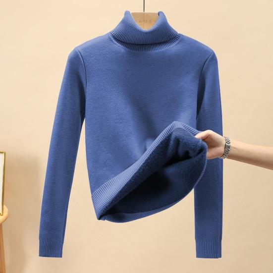 Fall Winter Men Sweater Half-High Collar Knit Thick Plush Lining Elastic Long Sleeves Warm Solid Color Bottoming Knitwear Loose Daily Wear Sweaterts