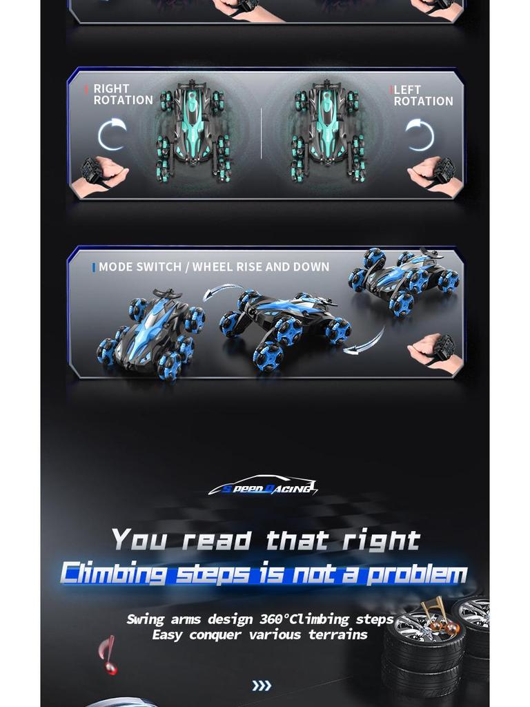 Six-Wheel Drift Stunt Remote Control Car with Music and Spray Effects – 2.4G Off-Road Climbing Vehicle Toy