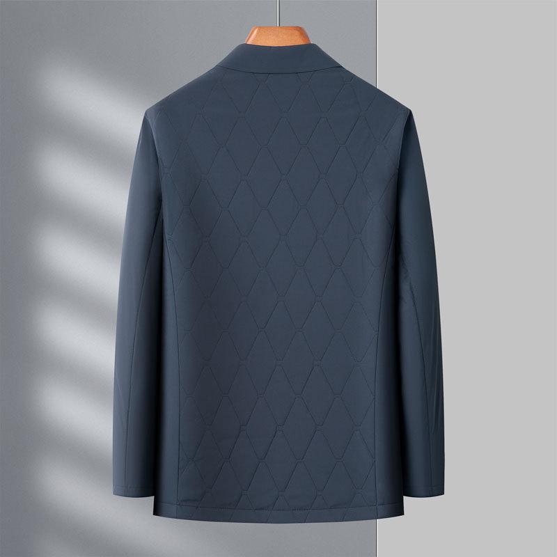 Men's Lightweight Cotton Jacket for Autumn/Winter - Mid-Aged Elderly Dad Lapel Style, Warm Business Casual Coat