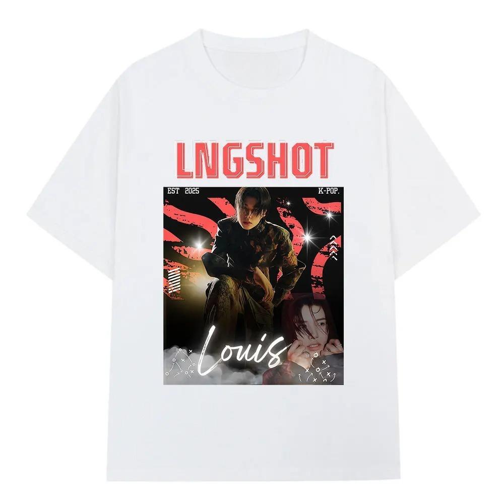 2026 Korean Kpop Hip Hop Group Lngshot LOUIS Graphic T Shirt Men Women Clothing Fashion Oversized Short Sleeve Cotton Casual T-shirts