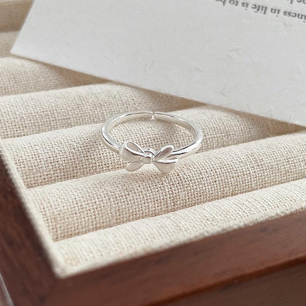 Sterling Silver Bow Ring: Simple, Elegant, Open Design for Women Adjustable Open серебряный