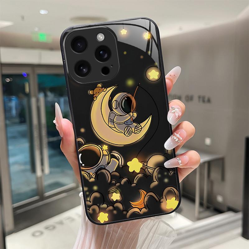 Für iPhone 16 15 Pro Max Plus 16E SE 2025 Gehärtetes Glas Handyhülle Coole Cartoon Tiger Drache Kameraschutz Harte Rückseite