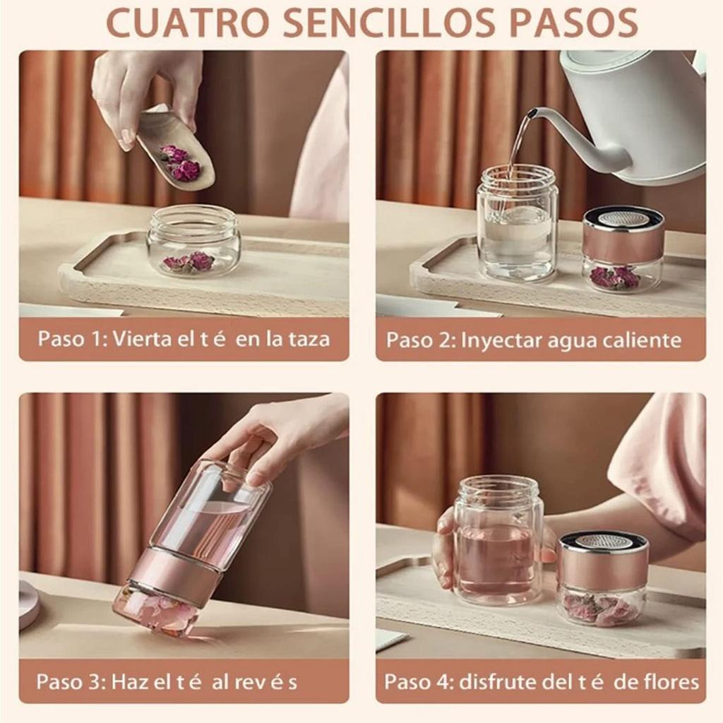 1pc Tea InfuserBottle Double Layer Leakage Proof Glass Water Bottle Separation of Tea and Water Mug Cup for Office Travel Home