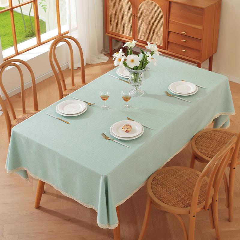 Fabric Waterproof And Oil-Proof Leave-In Dining Table Cloth Nordic Light Luxury Solid Color High-Grade Coffee Table Household Rectangle