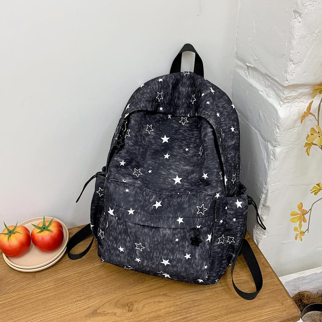 Schoolbag star printing student schoolbag personality niche versatile leisure backpack class travel large capacity backpack