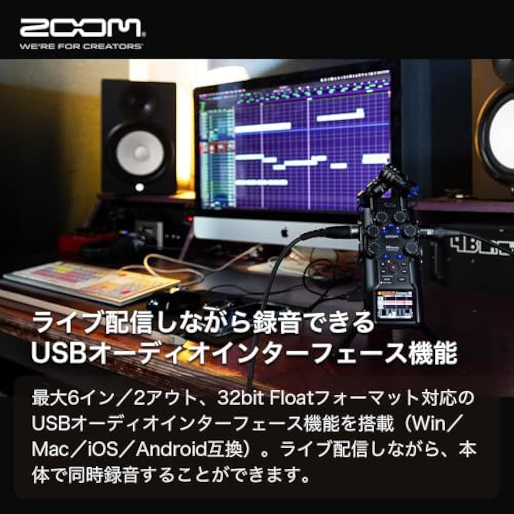 ZOOM Zoom H6 Studio Handy Recorder, 32 bit float recording, 16/24 bit switchable, interchangeable...