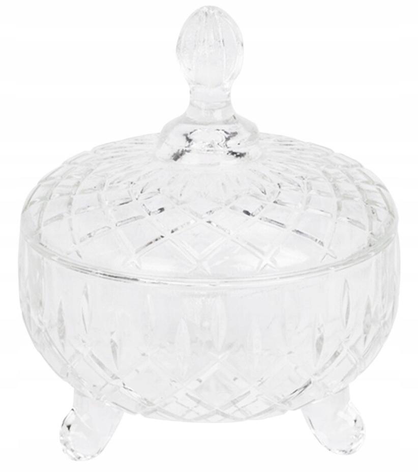 Glass Footed Candy Dish With Lid , Various Patterns, 1 Piece
