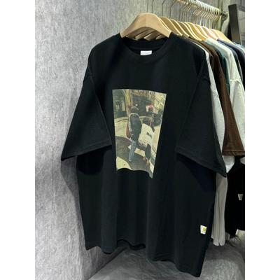 American Square Printed Cotton Short-sleeved T-shirt for Women Versatile Top