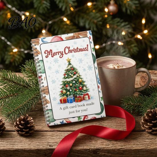 Stocking Stuffers for Teachers Christmas Spiral Bound Book, Vibrant Festive Design Keepsake Booklet, Thoughtful Presents Students Compact Decorative