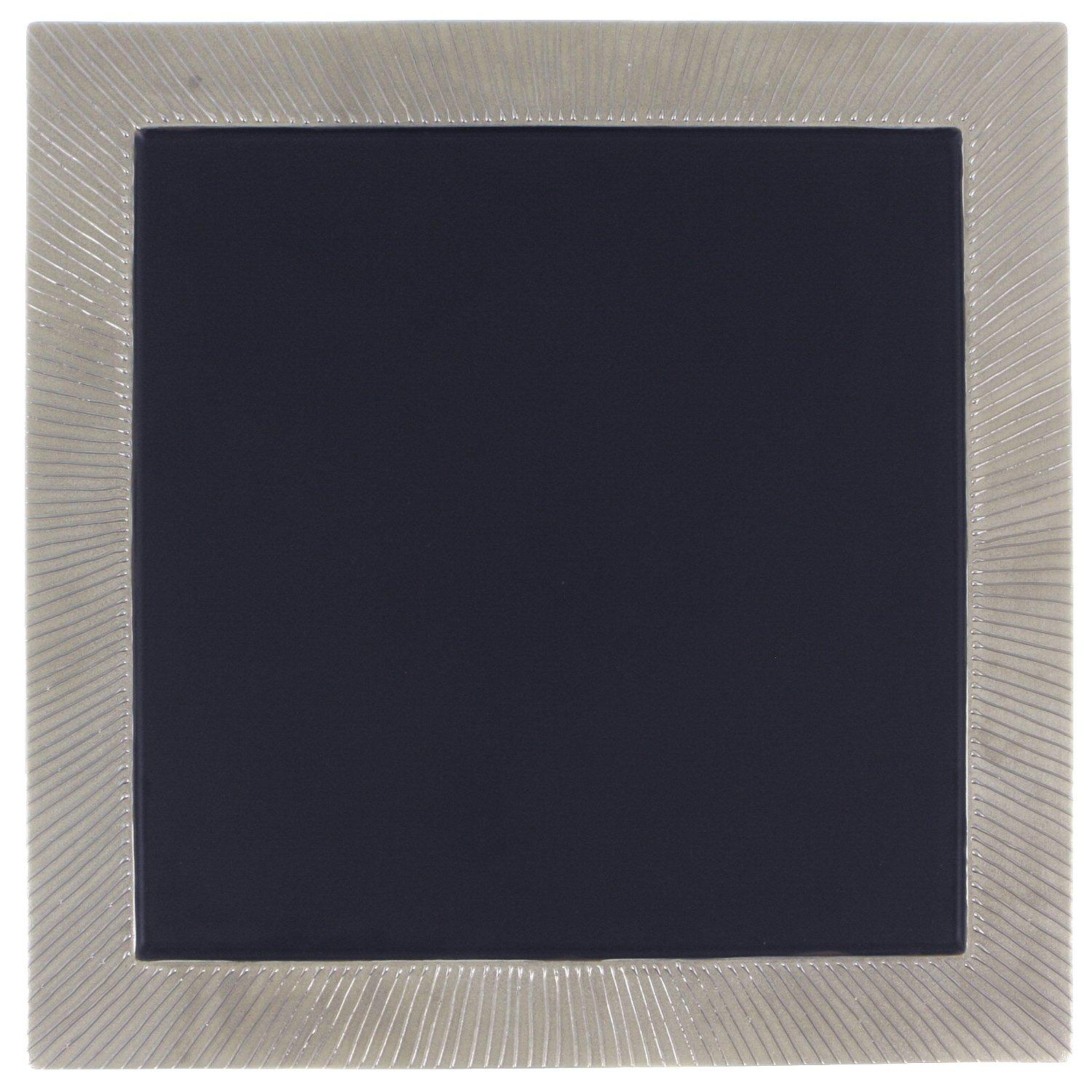 Arita ware, Kin emon kiln, square dinner plate, platinum striped pattern with black interior, 97375