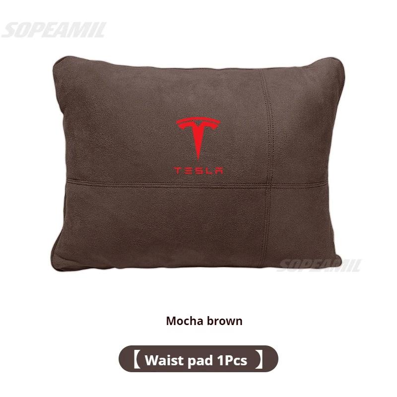 Suede Car Headrest Neck Support Seat Lumbar cushion Soft Neck Pillow Pad For Tesla Model 3 Model Y Model S Model X Accessories