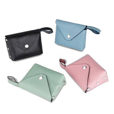 Portamonete Mini da Donna in Pelle di Vacchetta 2023 Portafoglio con Bottone a Pressione