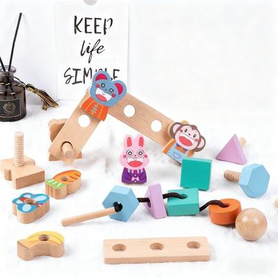 Wooden Nuts And Bolts For Kids Screw Building Blocks Fine Motor Skills Montessori Educational Toys Bloc De Construction