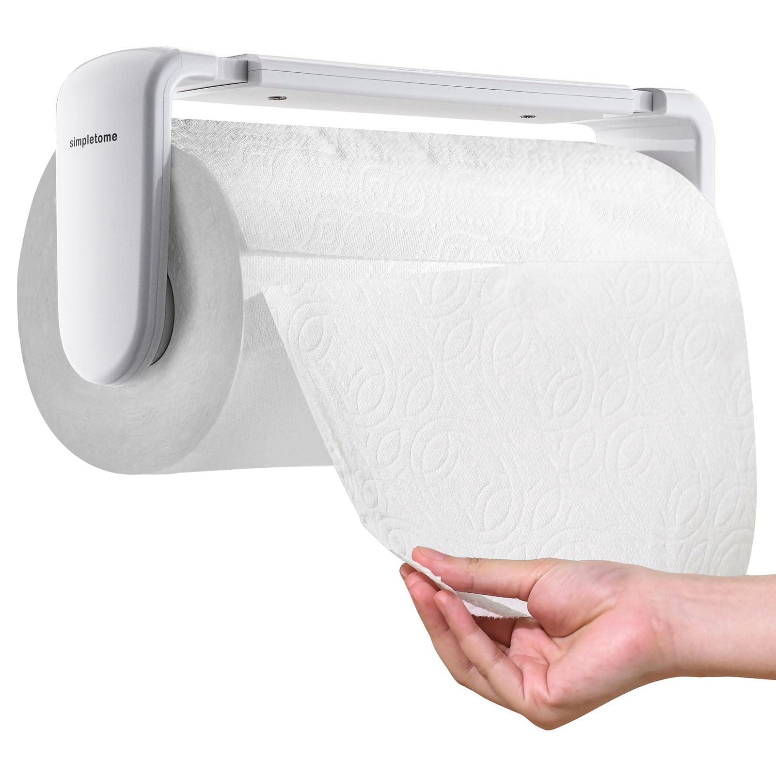 

simpletome Paper Towel Under Cabinet or Wall Tension Kitchen Paper Holder Fits Holder, Mounted, One-Hand Operation, Arm, (White, 24-28cm Rolls) белый
