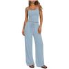 Women's Loose Fit Two-piece Loungewear Set Sleeveless Spaghetti Strap Camisole Drawstring High Waist Wide Leg Pants Matching Tracksuit