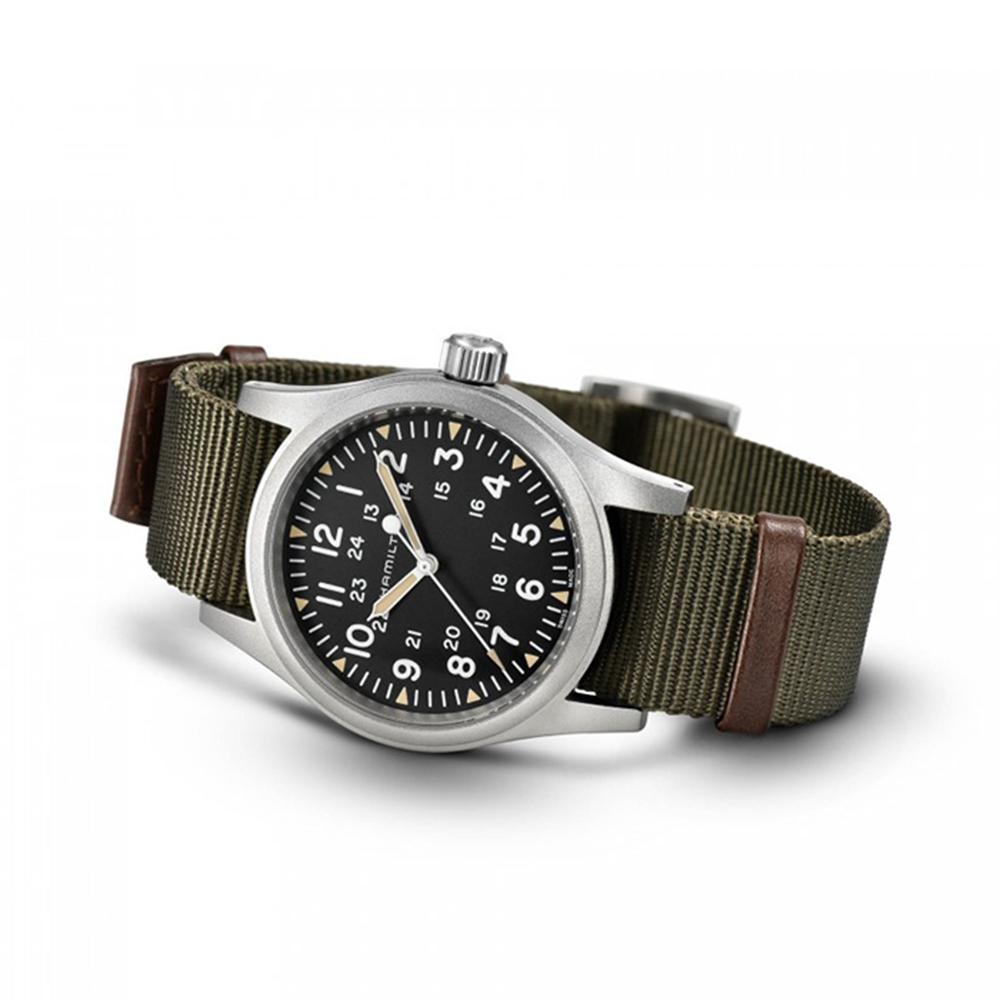 Hamilton H69439931 Khaki Field Mechanical 38mm Dark Dial Khaki NATO Strap Men's Watch