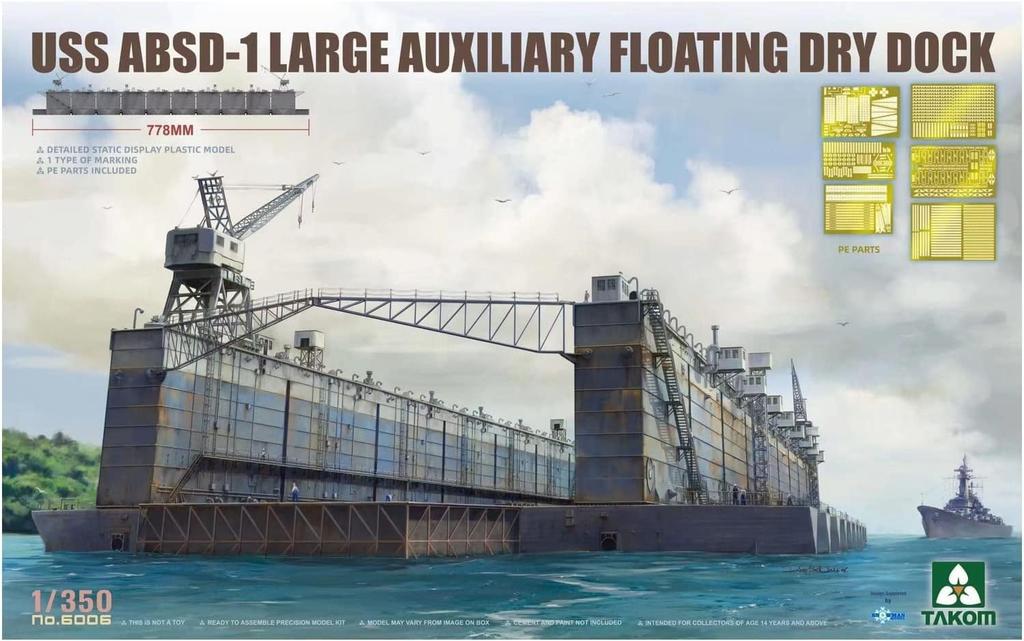 Takom US Navy Split Floating Dock Plastic Model TKO6006 Molded Color 1/350 ABSD-1