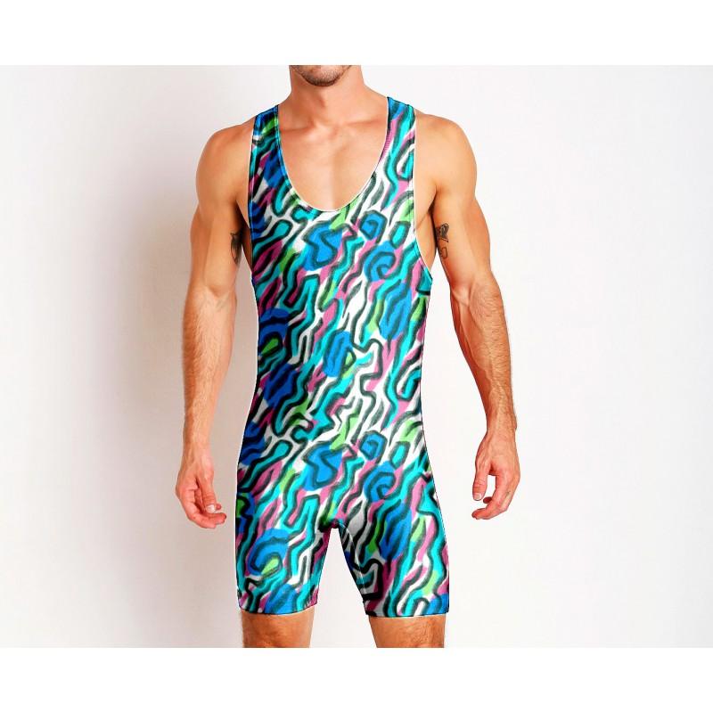 Mens Wrestling Suit One-piece Swimsuit Fitness Gym Workout Clothes Lightweight Breathable Weightlifting Training