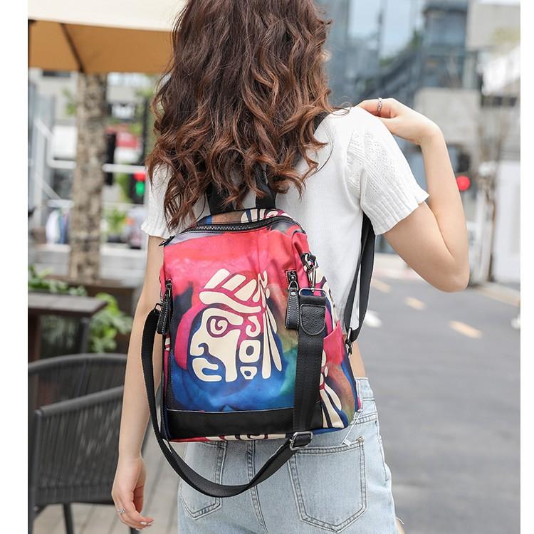 Backpack Women's Ethnic Style Printed Single Shoulder Crossbody Bag Simple and Lightweight Travel Backpack