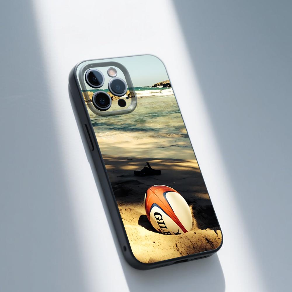 Rugby Sport Phone Case For iPhone 16,15,14,13,12,11,Pro,Max,Plus,X,XS,XR,SE,8,7,Mini,Soft Silicone Black Case