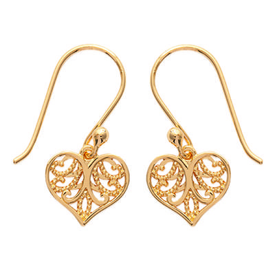 [J9387] - Gold Plated 'Love' Earrings - 12x11 Mm