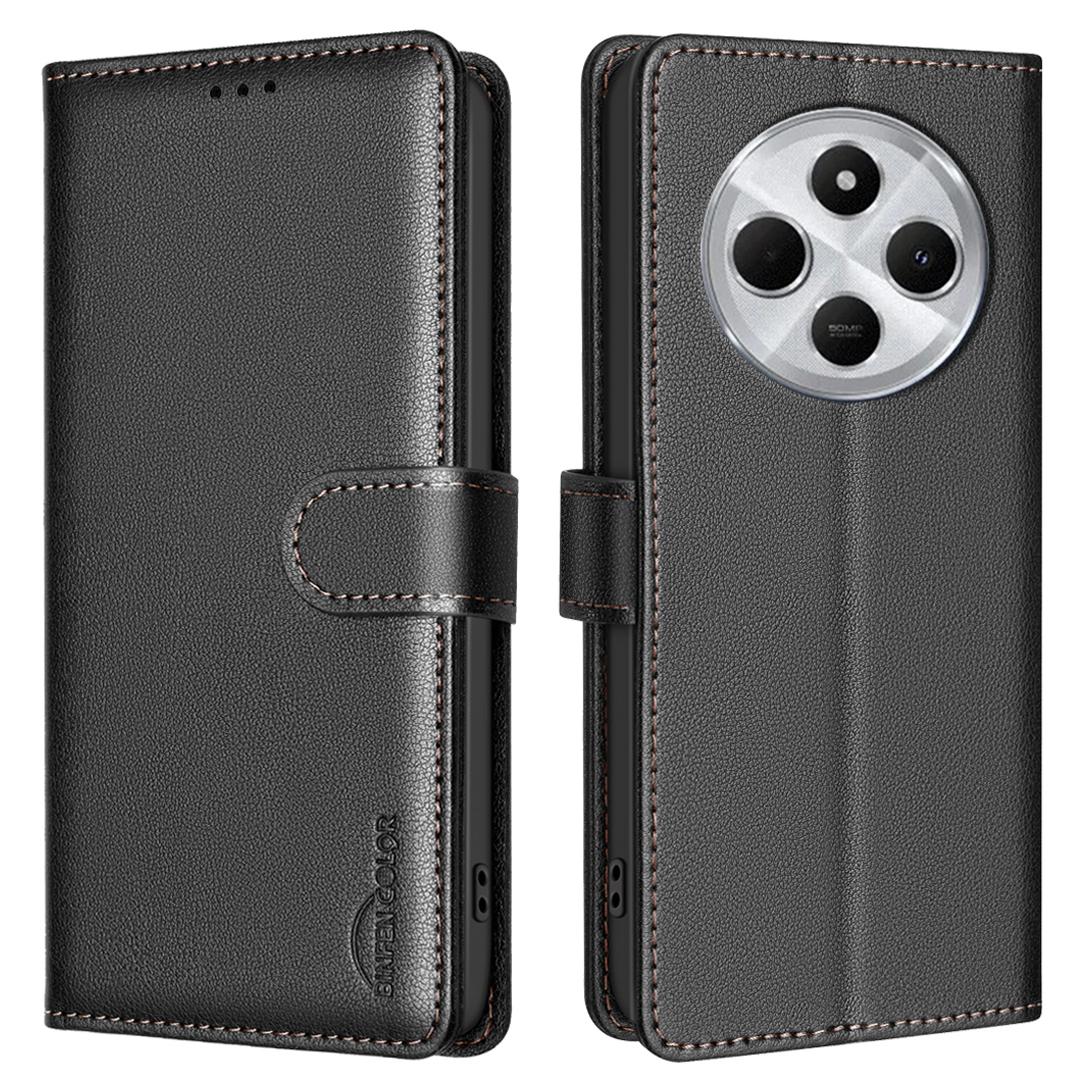 

BINFEN COLOR BF32 For Xiaomi Poco C75 4G/Redmi 14R 5G/14C 4G Leather Case Wallet RFID Blocking Phone Cover Black