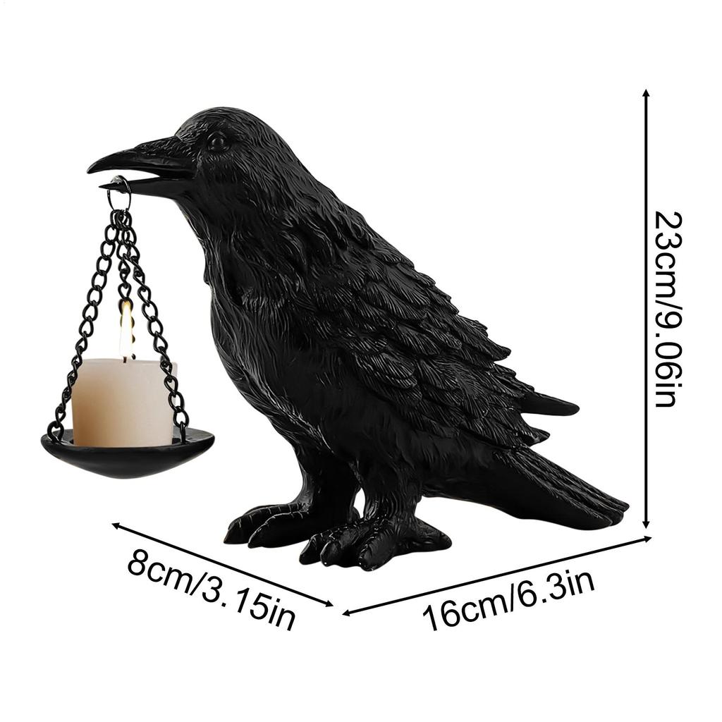 Candle Holder Resin Raven Lamp Candle Sticks Holder Scary Statue Decorative Table Centerpieces for Kitchen Events Indoor