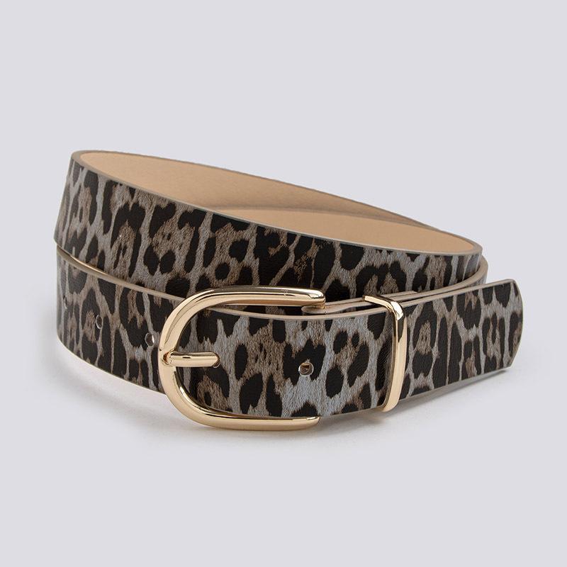 Simple and Versatile Young Candy Belt Leopard Print Flat Women's Fashion Belt