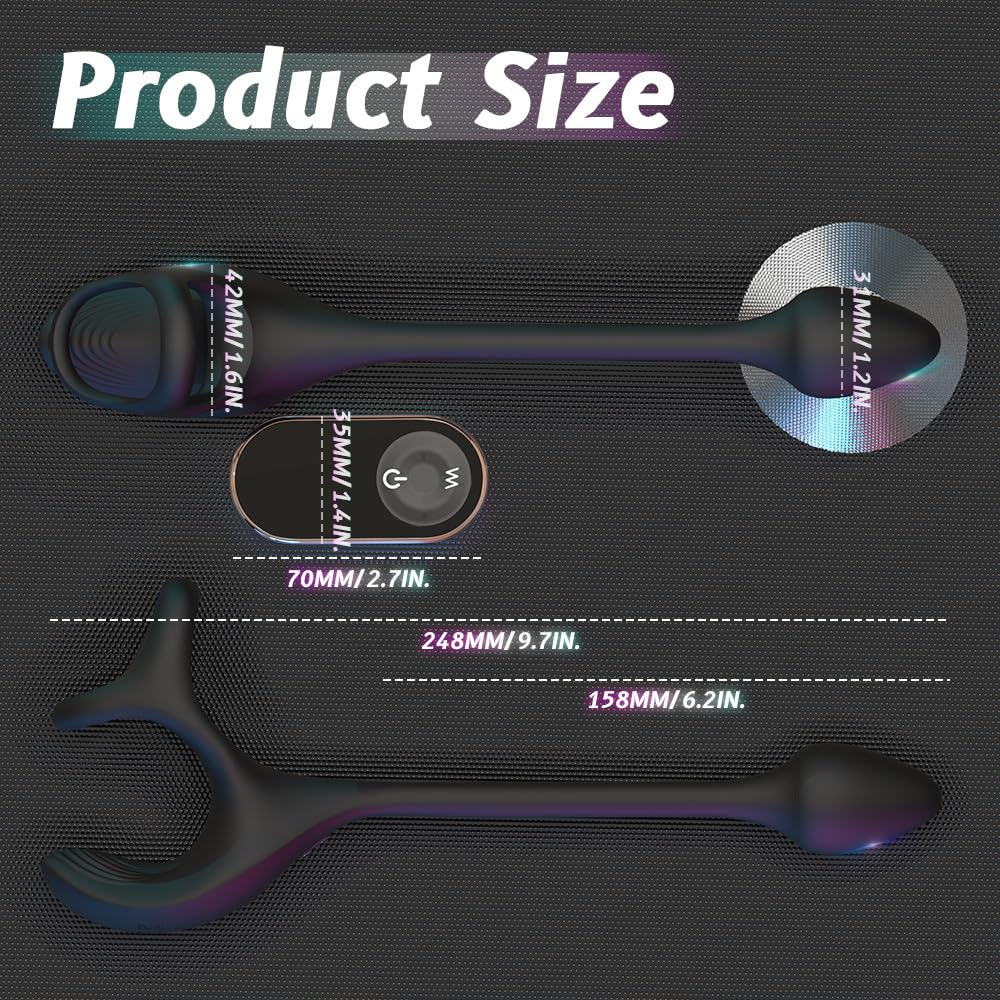 Remote Controll Anal Sex Toy, Male Prostate Massager, Anal Vibrator with Penis Ring, Anal Plug with 9 Vibration Modes, Couples' Sex Toy