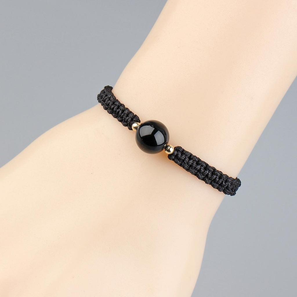 Handmade Strawberry Crystal Obsidian Bracelet for Couples - Good Luck Gift for Best Friend or Girlfriend