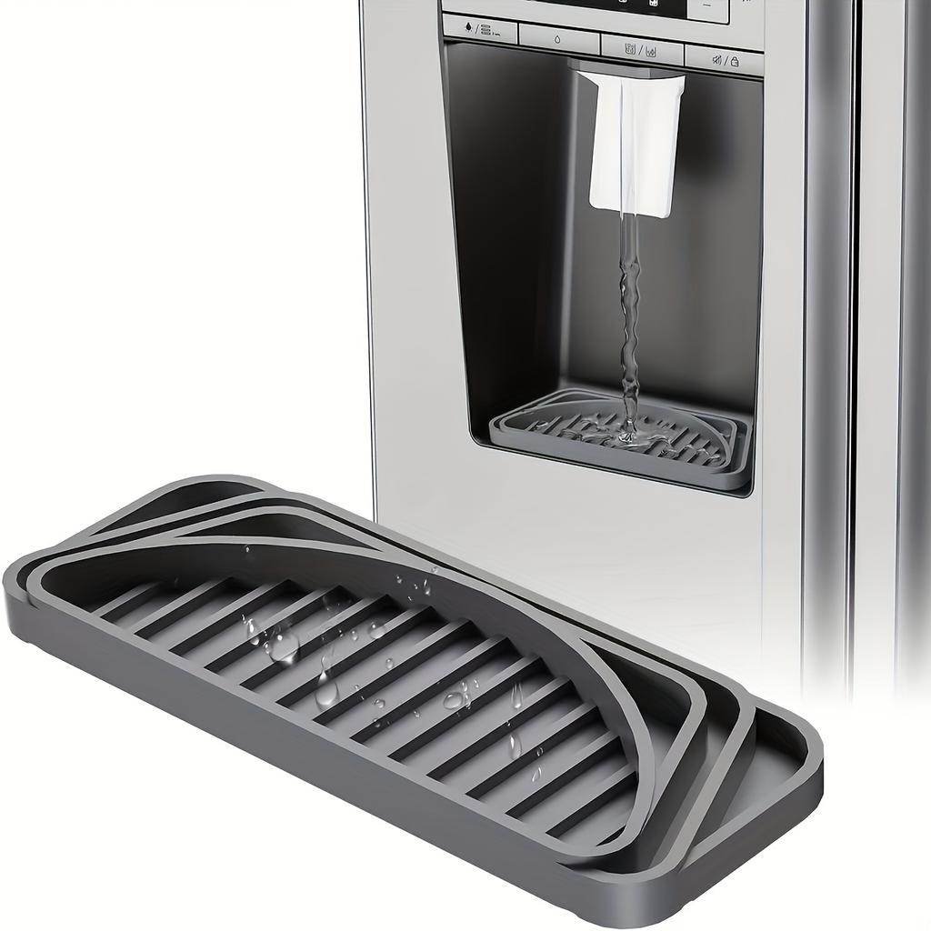 1pc Silicone Refrigerator Drip Catcher Tray - Water Dispenser Drip Tray Ice Protector Pan with Raised Ridges for Efficient Drainage.