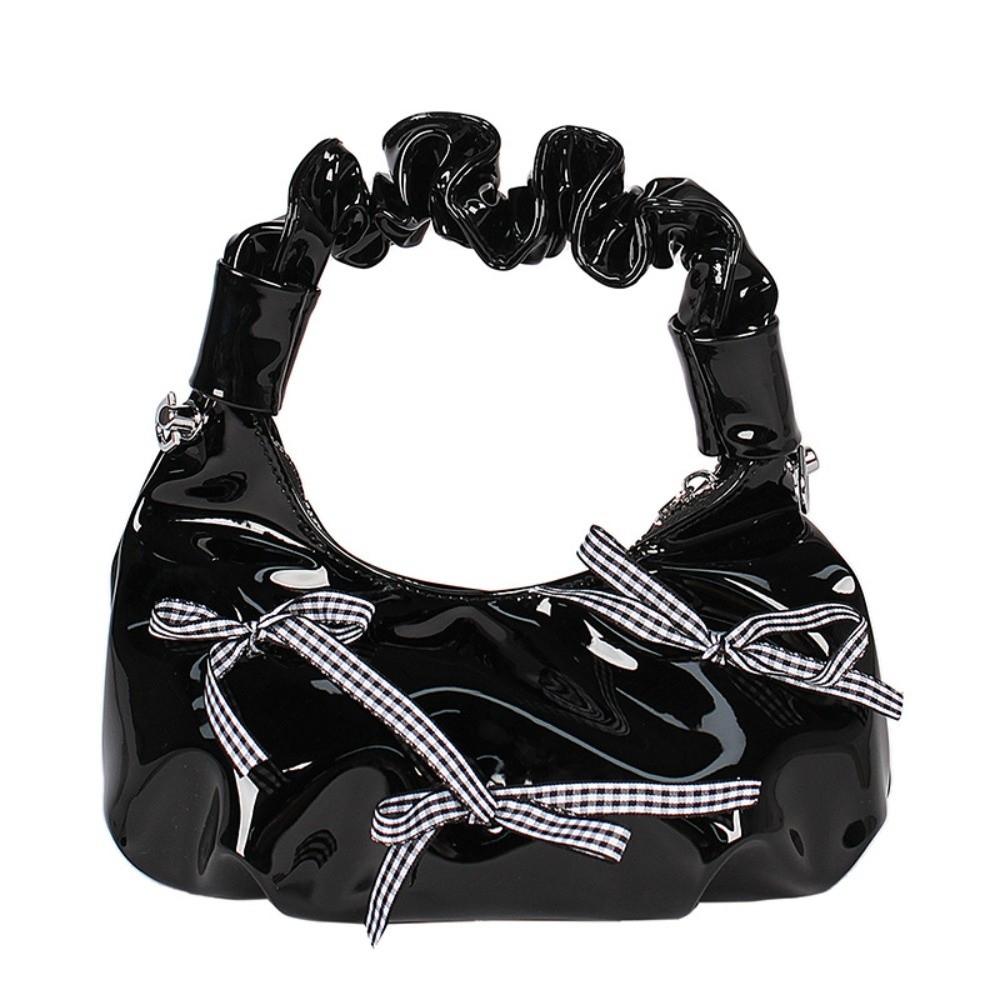 

Pu Leather Bow Ribbon Bags Korean Women Handbags Trendy Pleated Shoulder Bag Girls Style 1