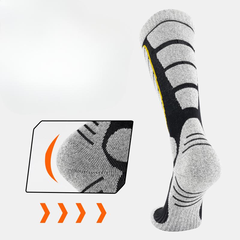 1 Pair Ski Socks Winter Warm High Tube Thickened Outdoor Sports Camping Hiking Fishing Cycling Mountaineering Long Socks for Men