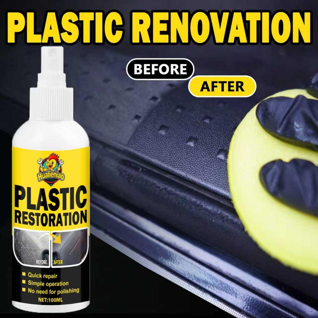 Car Plastic Part Crystal Coating Renovator, Black Interior Dashboard Wax for Vehicles, Whitening Restoration Agent, Tire Blacken