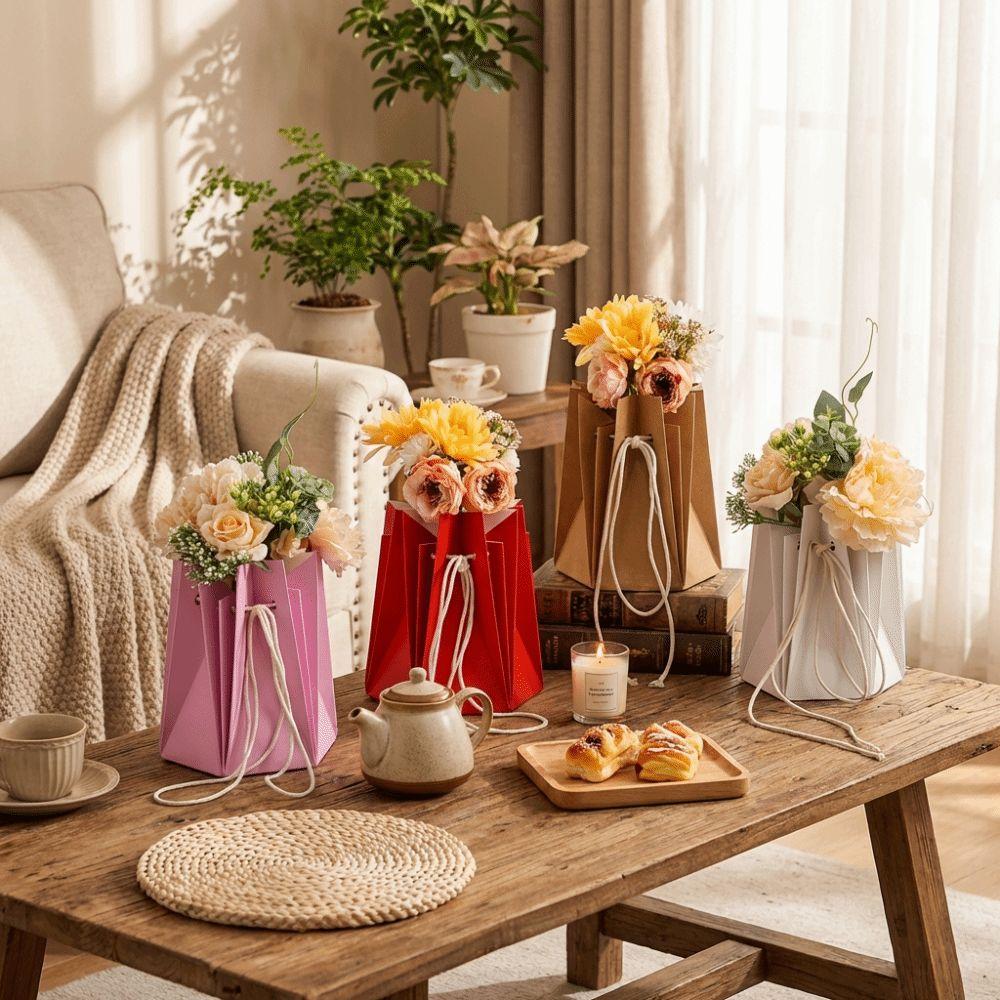 10Pcs Paper Flower Gift Box Romantic Rose Bouquet Bags Exquisite Floral Wrapping Box  Gift Packaging