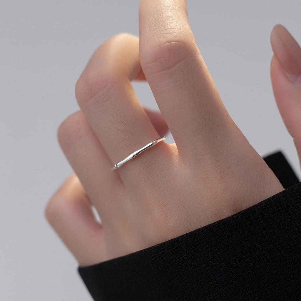 Trendy Adjustable Bamboo Joint Ring for Women – Niche Design, Cold Style