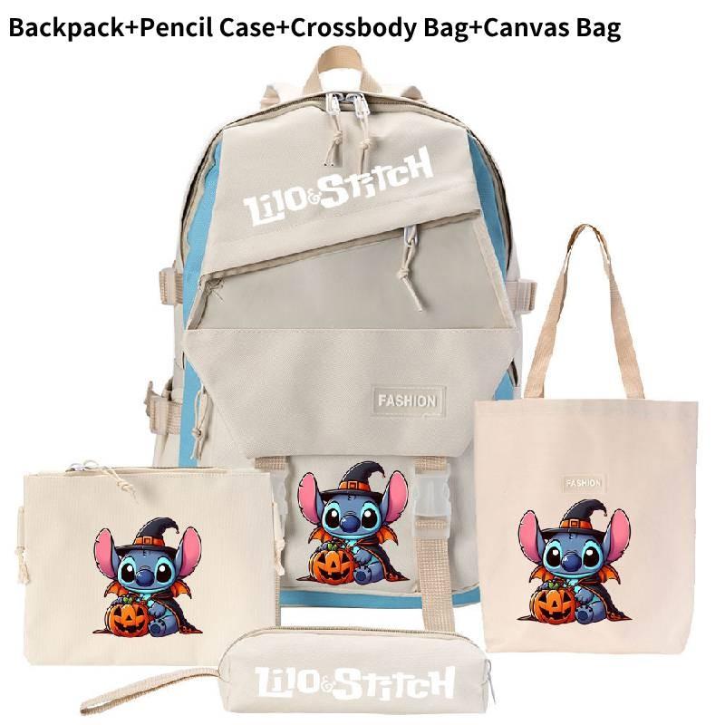 Stylish And Versatile Stitch Backpack Set With Four Unique Pieces For Students