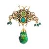 Vintage Medieval Emerald Brooch Light Luxury Butterfly Bee Pin Hollow Corsage Tassel Accessories