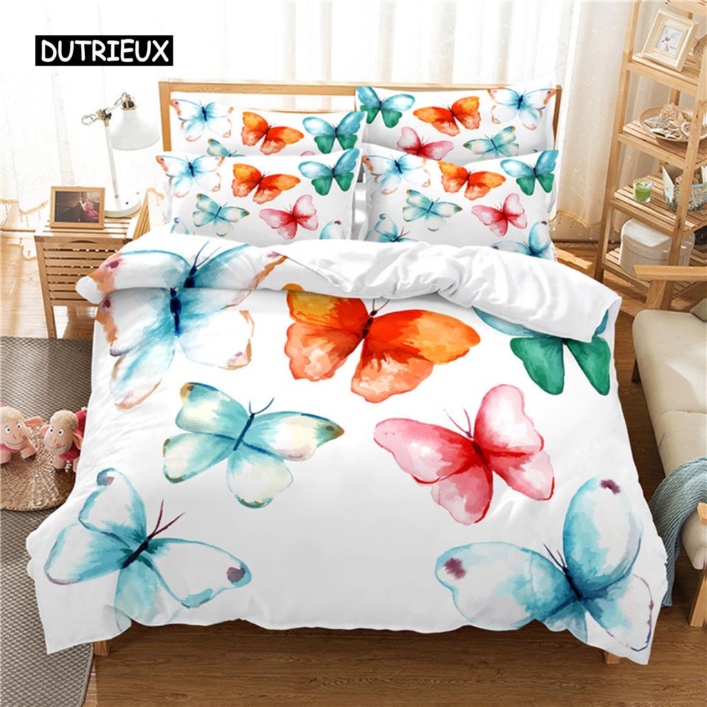 Colorful Butterfly Bedding Set Duvet Cover Set 3d Bedding Digital Printing Bed Linen Queen Size Bedding Set Fashion Design
