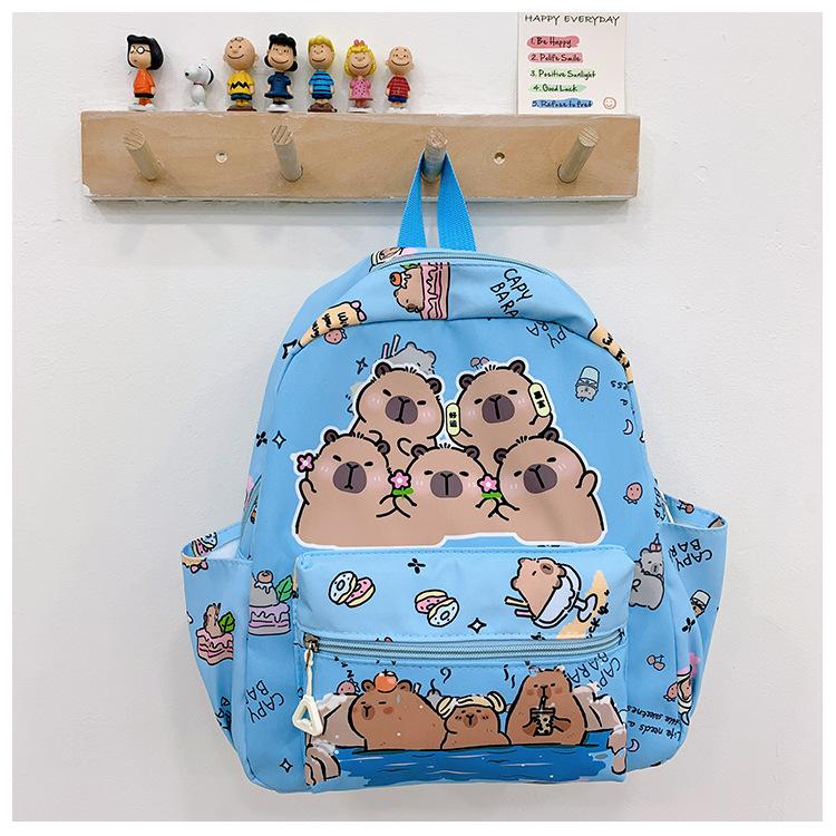 

School bag Kapibara versatile school bag 4-8 years old casual trend printed school bag синій