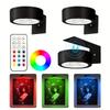Modern RGB LED Wall Sconce Battery Operated No Wire Puck Lights with Remote Timer Dimmable Art Picture Light for Cabinet 3/6pcs