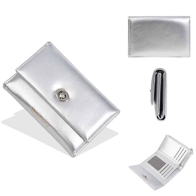 

Baellerry Women Fashion Tri-fold Wallets Casual Design Card Holder Purse for Ladies Hasp Coin Purses Money Bags GZW 15*10*2.5cm срібний