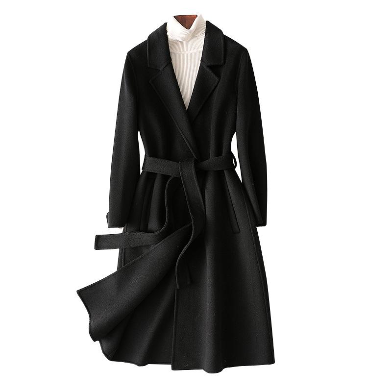 Double-sided cashmere coat women's medium and long autumn and winter new knee-slim and thin wool coat