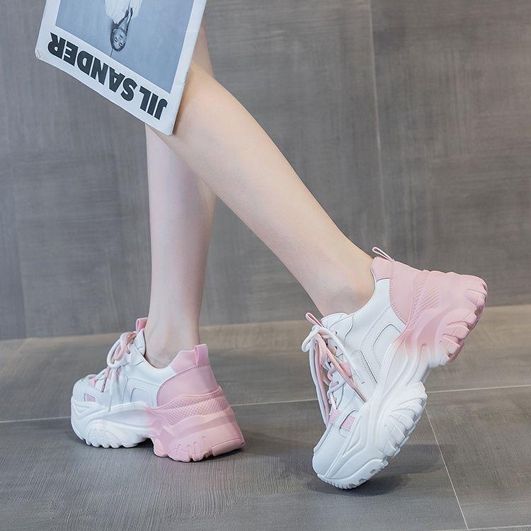 Korean Version of Popular Dad Shoes Women 2025 Spring and Summer New Versatile Muffin Thick Sole Heightening Casual Sports Shoes Little White Shoes