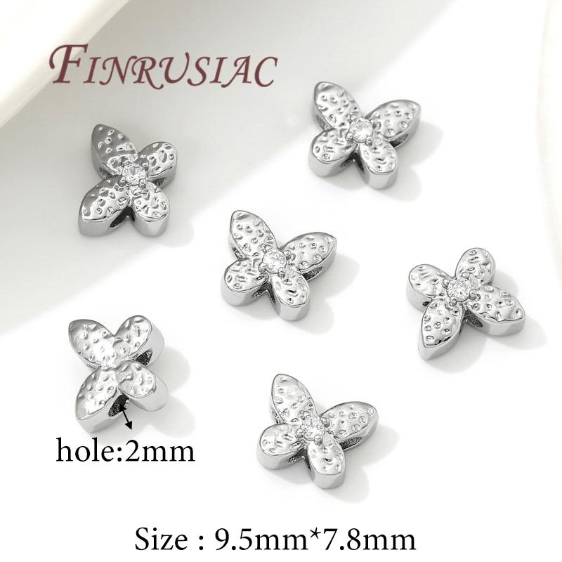 18K Gold Plated Brass Butterfly Spacer Beads Separators For Bracelets Accessories DIY Jewelry Making Supplies Metal Beads