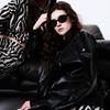 PINKO Retro Cool Street Style Glossy Pleated Loose Single-Breasted Biker Leather Jacket Women jackets Pink PAF2613230-51