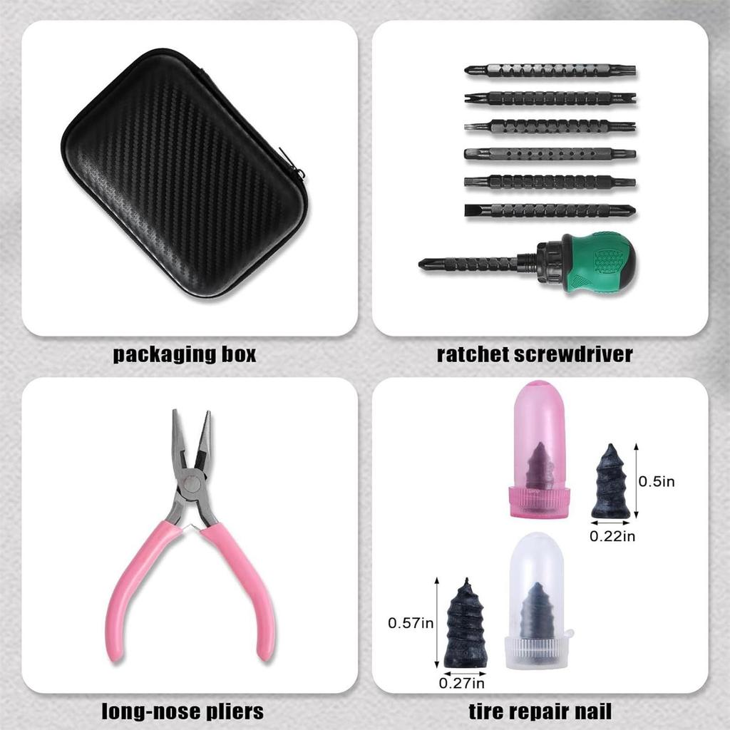 Tire Repair Rubber Nail Kit Quick Puncture Tools Tire Repair Kit  Universal Car Motorcycle Tyre Repair Tool Bag