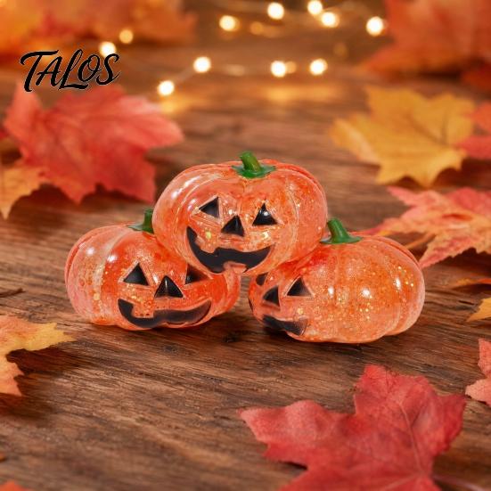 Pumpkin Head Toy 1/2/3Pcs Halloween Stress Ball, Anxiety Relief Spooky Healing Ball Toy, Stretchy Glitter Orange Sensory Small Reliever